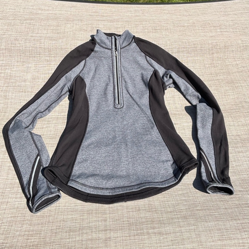 Lululemon Gray and Black Reversible Quarter-Zip Full Zip